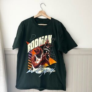 90s Style Rodman Apparel Dark Green Basketball Graphic Tee Mens Large